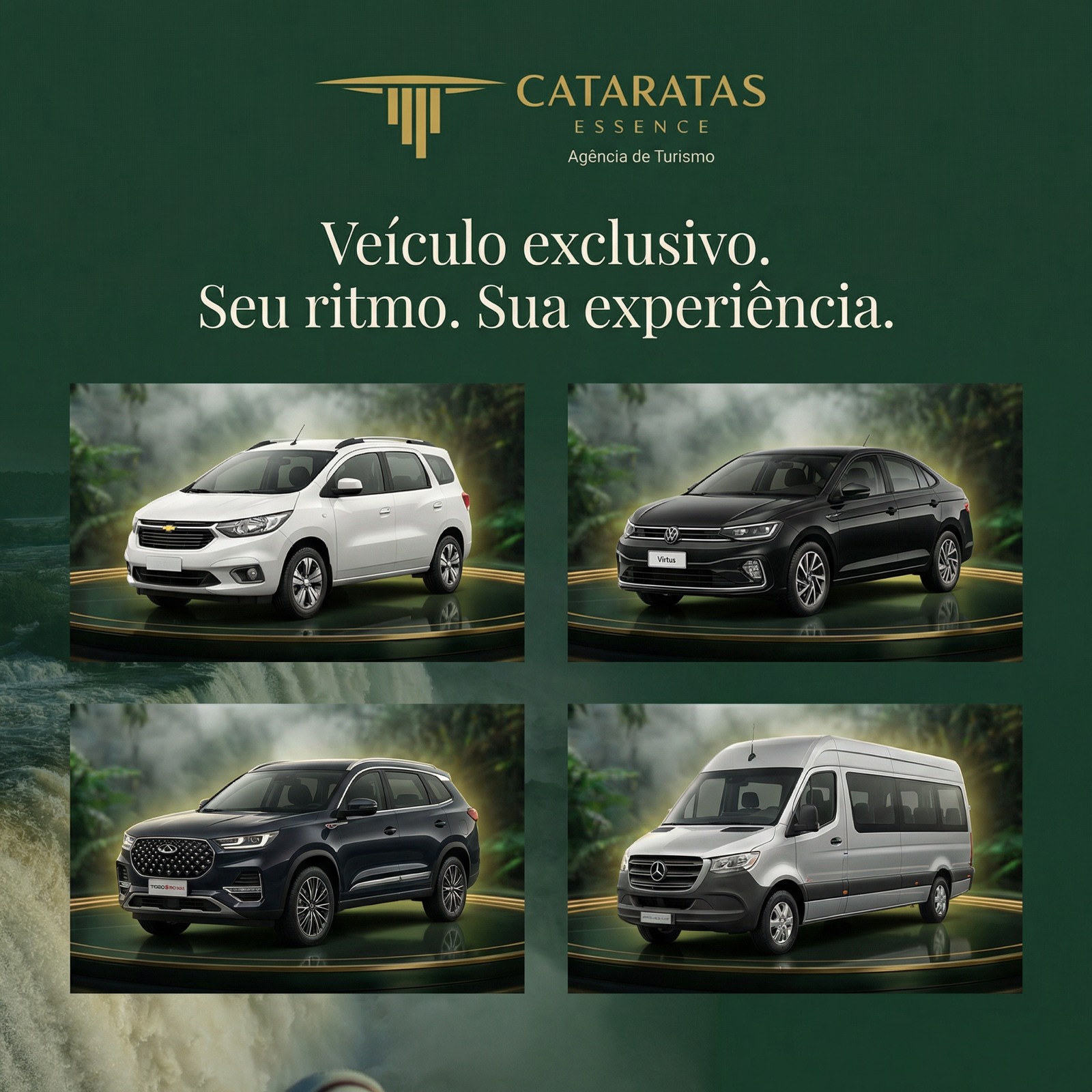 Frota exclusiva: Spin, Virtus, Tiggo 8 Pro Max e Van 21 lugares