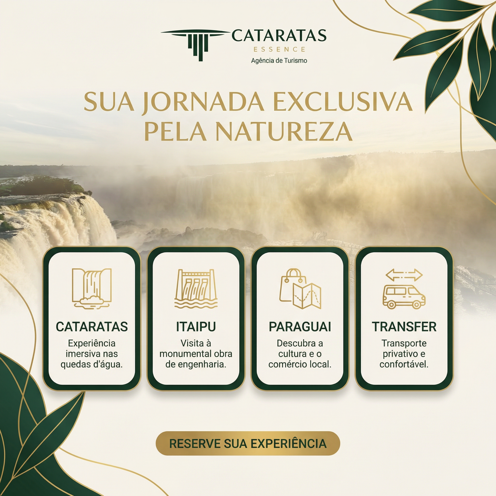 Nossos servicos: Cataratas do Iguacu, Itaipu Binacional, Shopping Paraguai e Transfer executivo